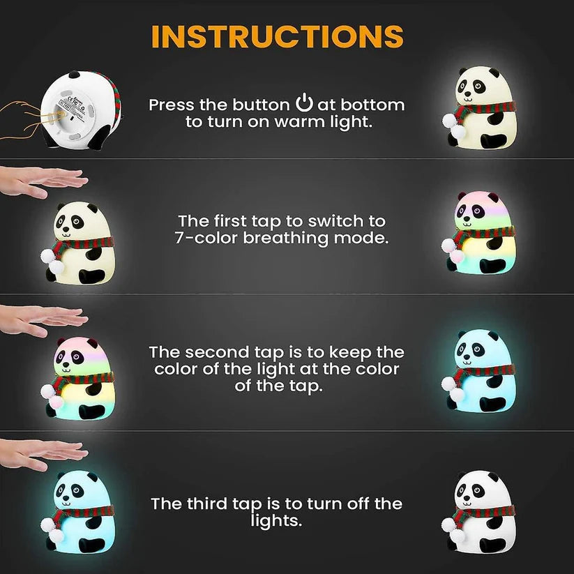 Panda Light Lamp -  Rechargeable Silicone - Night Lamp - 7 Colours